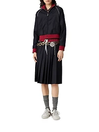 Pinstriped Zipper Blouson Jacket