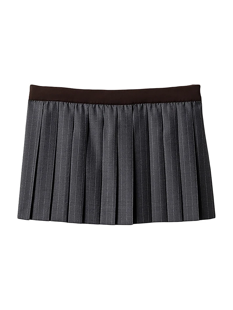 Pleated Pinstripe Miniskirt