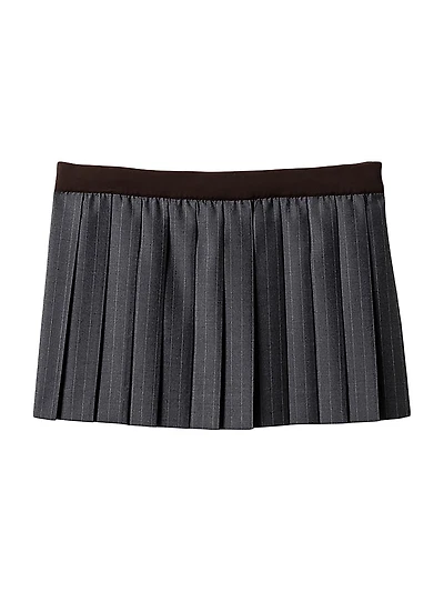 Pleated Pinstripe Miniskirt
