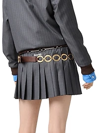 Pleated Pinstripe Miniskirt