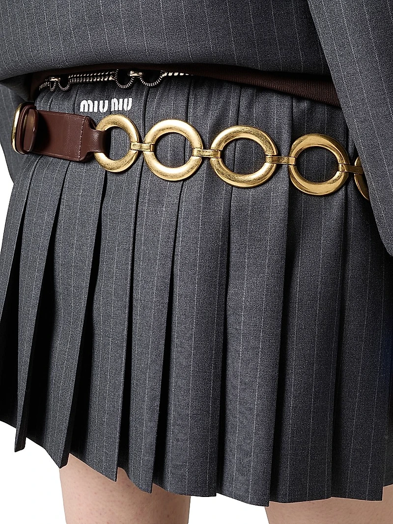 Pleated Pinstripe Miniskirt