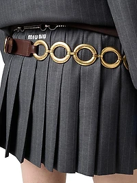 Pleated Pinstripe Miniskirt