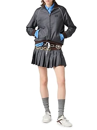 Pleated Pinstripe Miniskirt