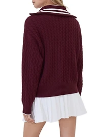 Cashmere Cable Knit Cardigan with Logo