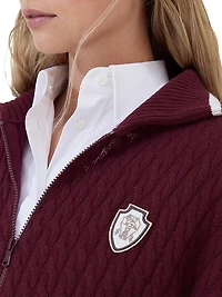 Cashmere Cable Knit Cardigan with Logo