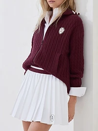 Cashmere Cable Knit Cardigan with Logo