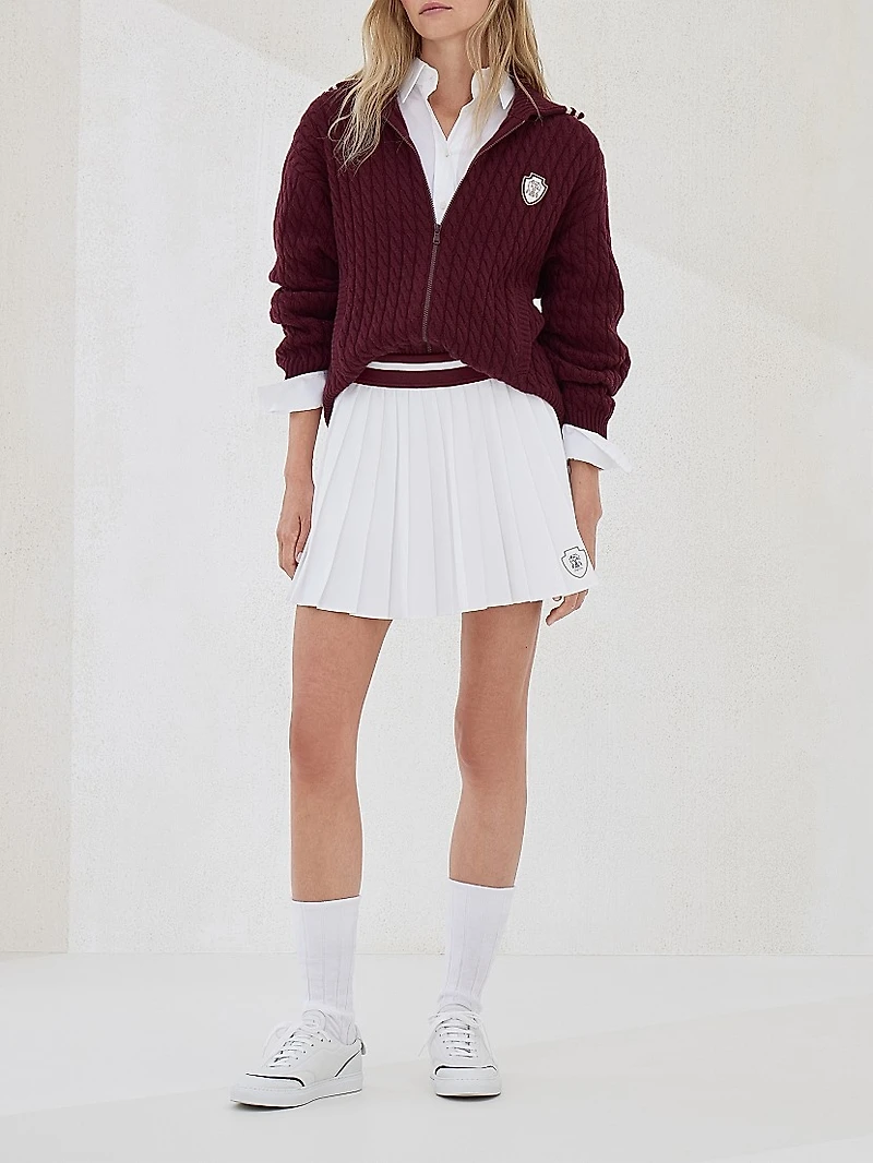 Cashmere Cable Knit Cardigan with Logo