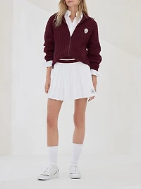 Cashmere Cable Knit Cardigan with Logo