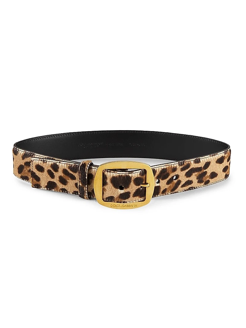 Leopard-Printed Leather Belt