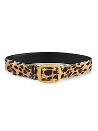 Leopard-Printed Leather Belt