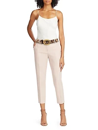 Leopard-Printed Leather Belt