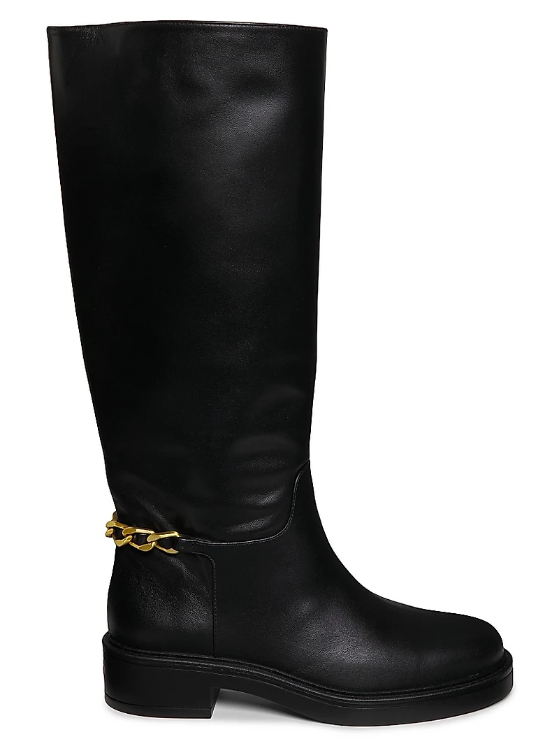 Soluxe Chain-Detail Leather Boots
