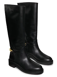 Soluxe Chain-Detail Leather Boots