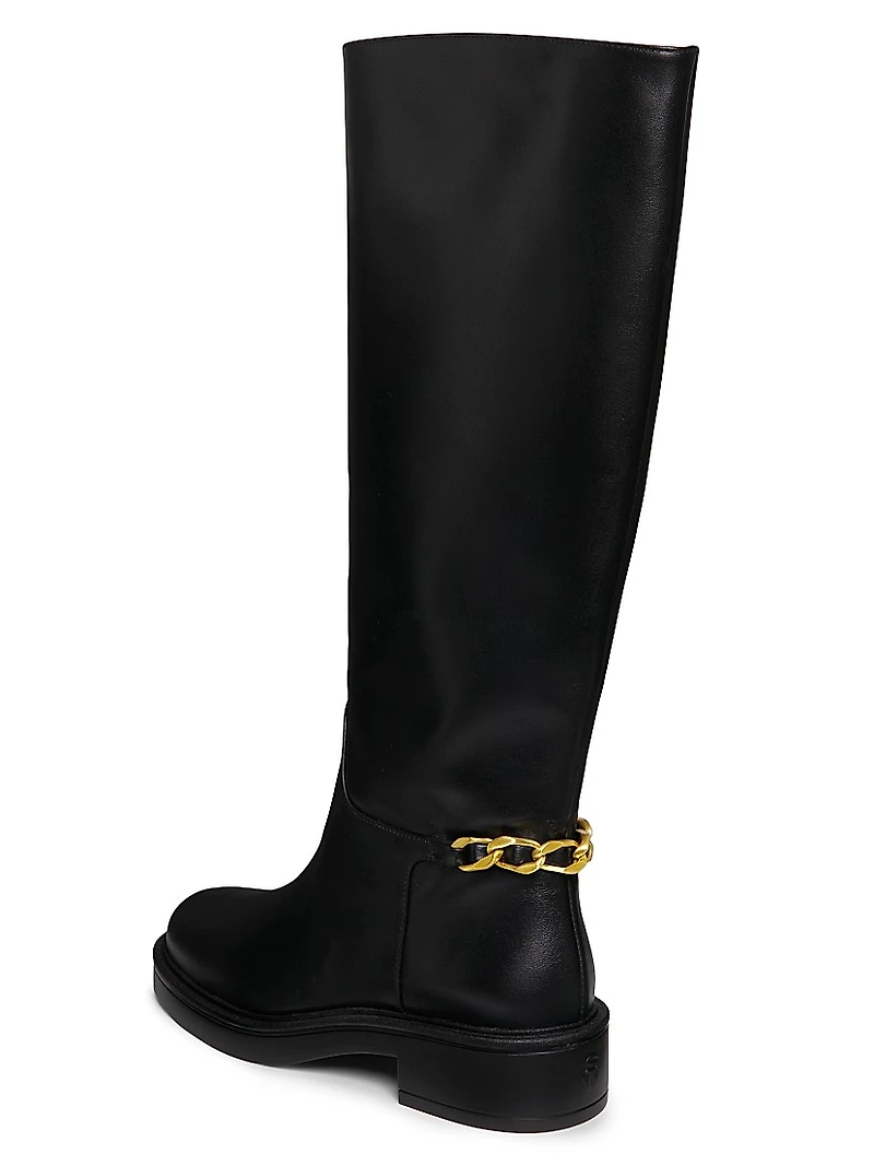 Soluxe Chain-Detail Leather Boots