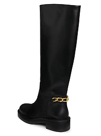 Soluxe Chain-Detail Leather Boots