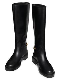 Soluxe Chain-Detail Leather Boots