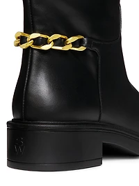 Soluxe Chain-Detail Leather Boots