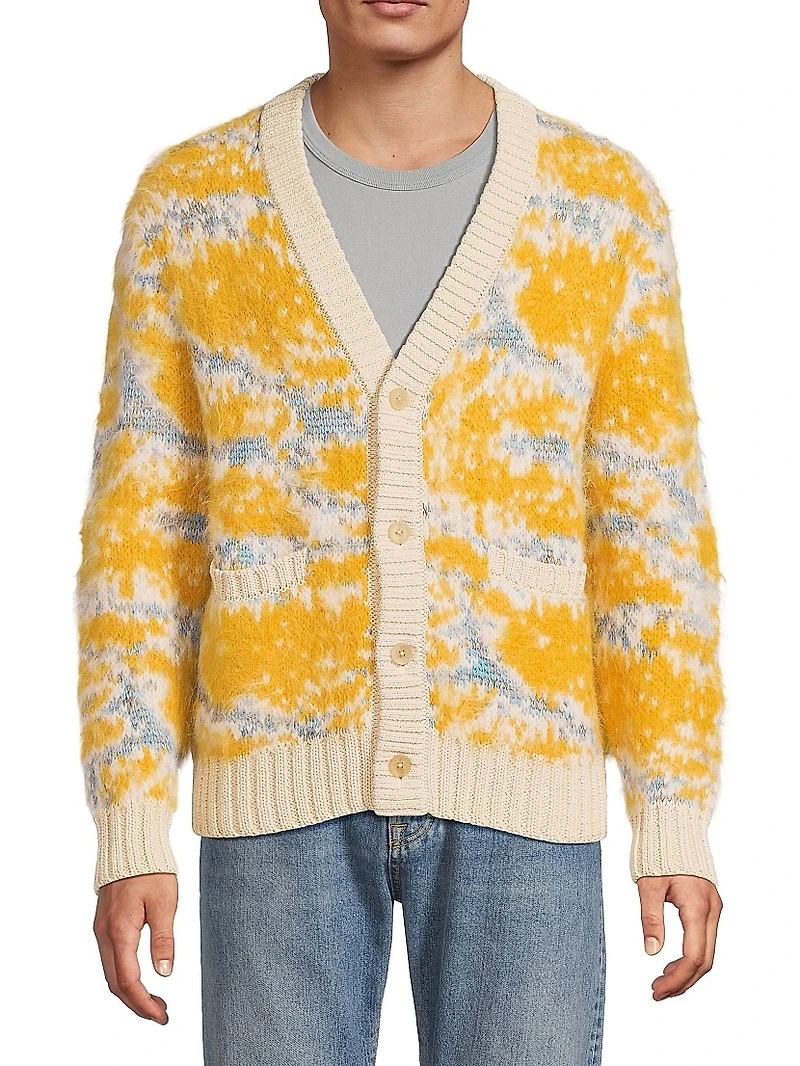Camo Mohair-Blend Cardigan