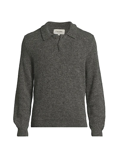 Brushed Alpaca-Blend Polo Shirt
