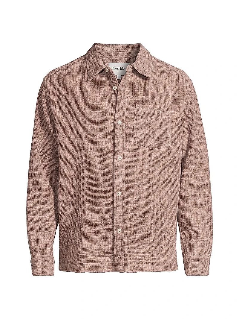 Pigment-Dyed Waffle-Knit Cotton Shirt