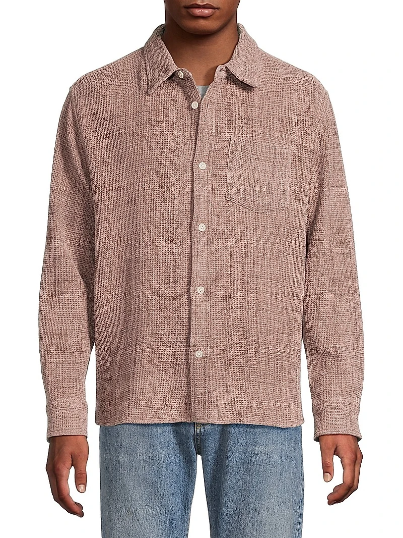 Pigment-Dyed Waffle-Knit Cotton Shirt