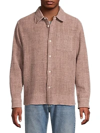 Pigment-Dyed Waffle-Knit Cotton Shirt