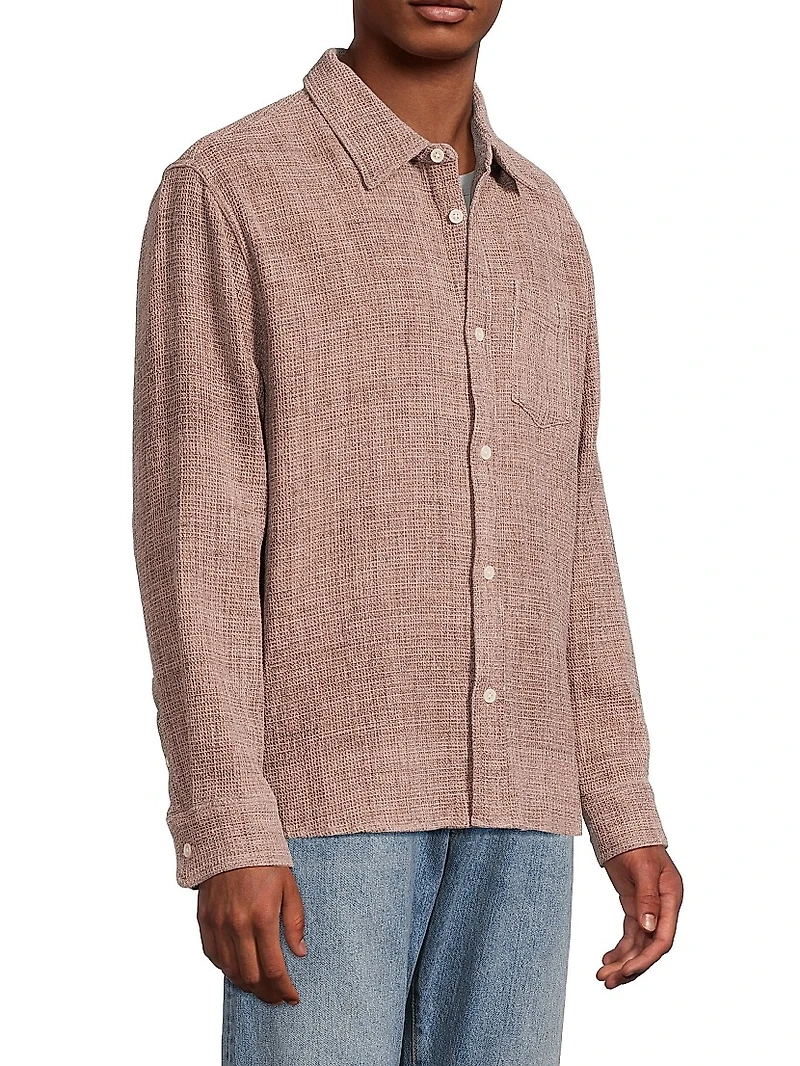 Pigment-Dyed Waffle-Knit Cotton Shirt