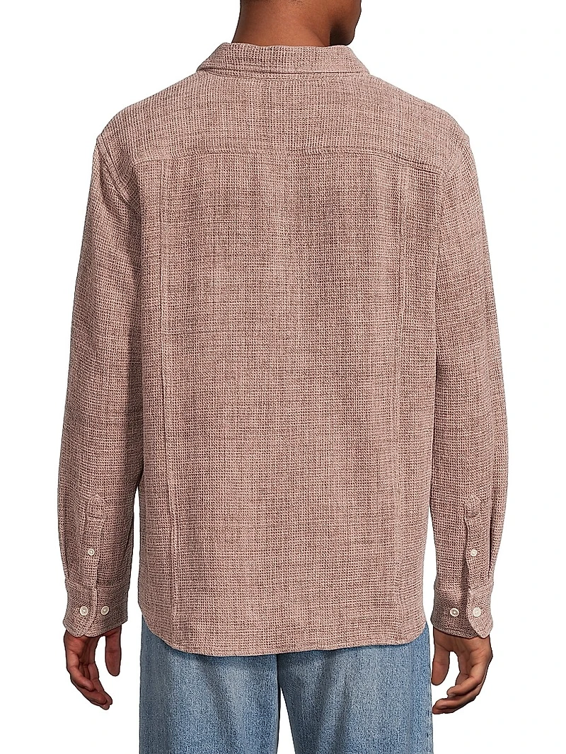 Pigment-Dyed Waffle-Knit Cotton Shirt