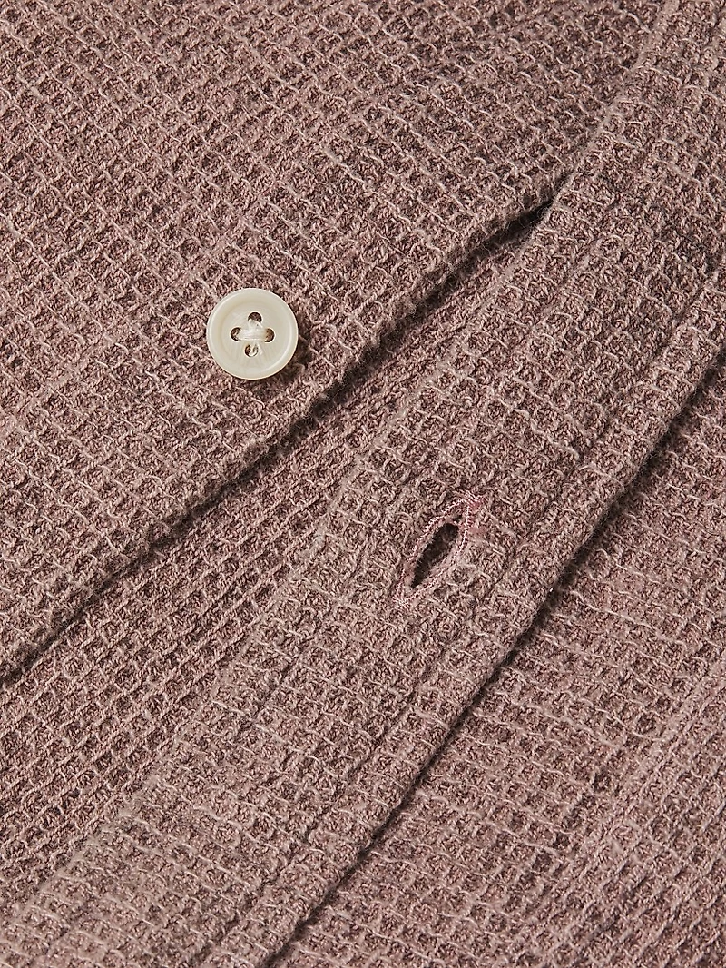 Pigment-Dyed Waffle-Knit Cotton Shirt