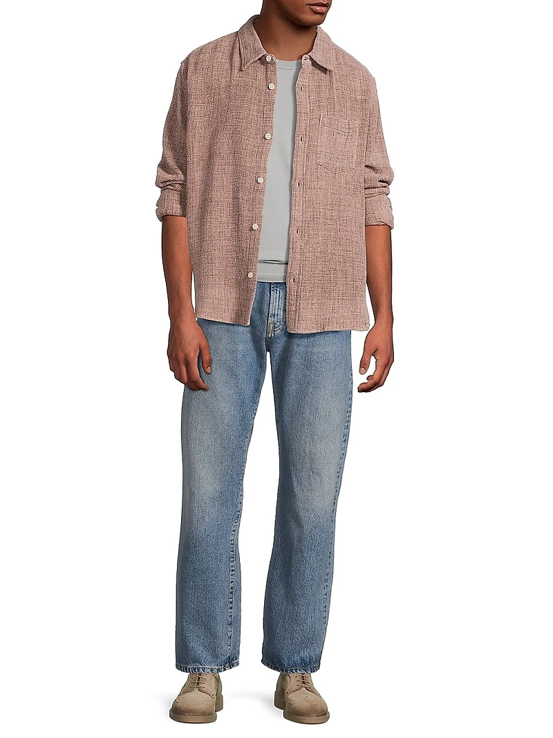 Pigment-Dyed Waffle-Knit Cotton Shirt