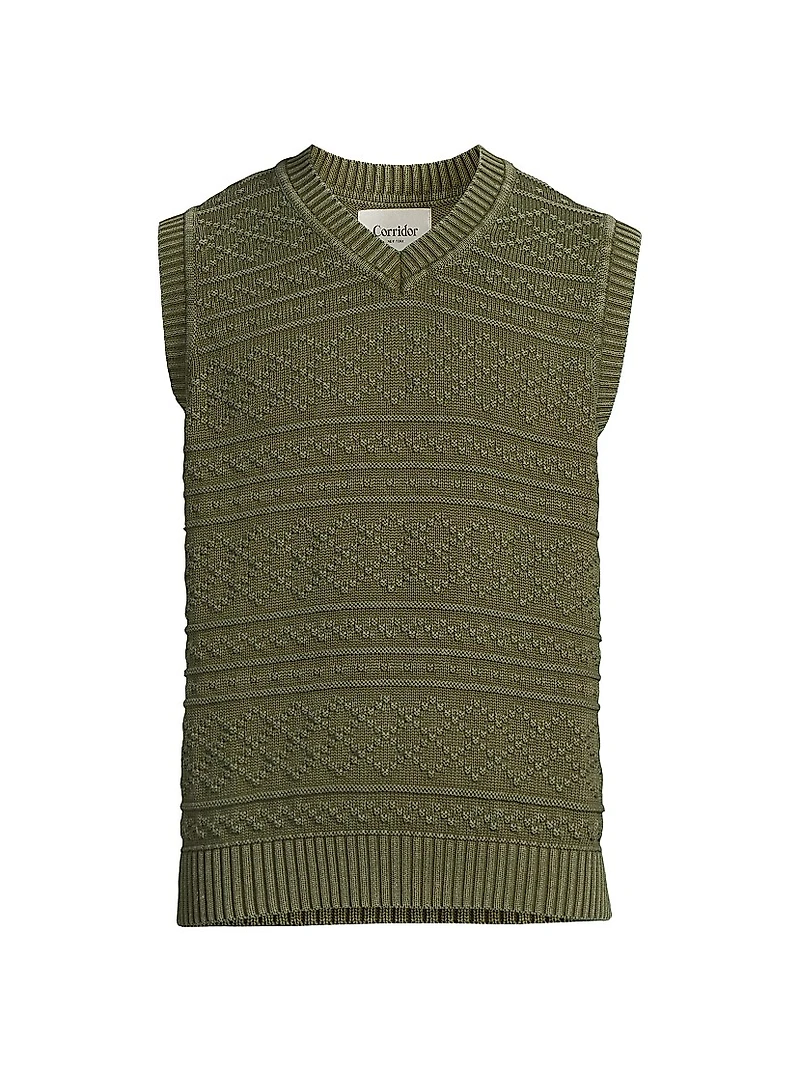 Cotton Jacquard Sweater Vest