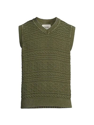 Cotton Jacquard Sweater Vest