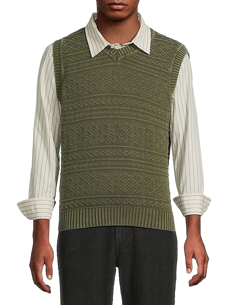 Cotton Jacquard Sweater Vest