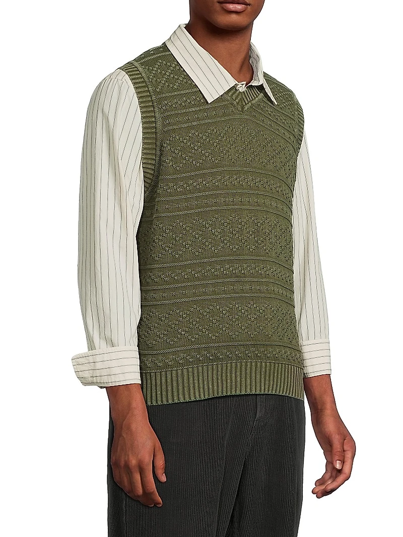 Cotton Jacquard Sweater Vest