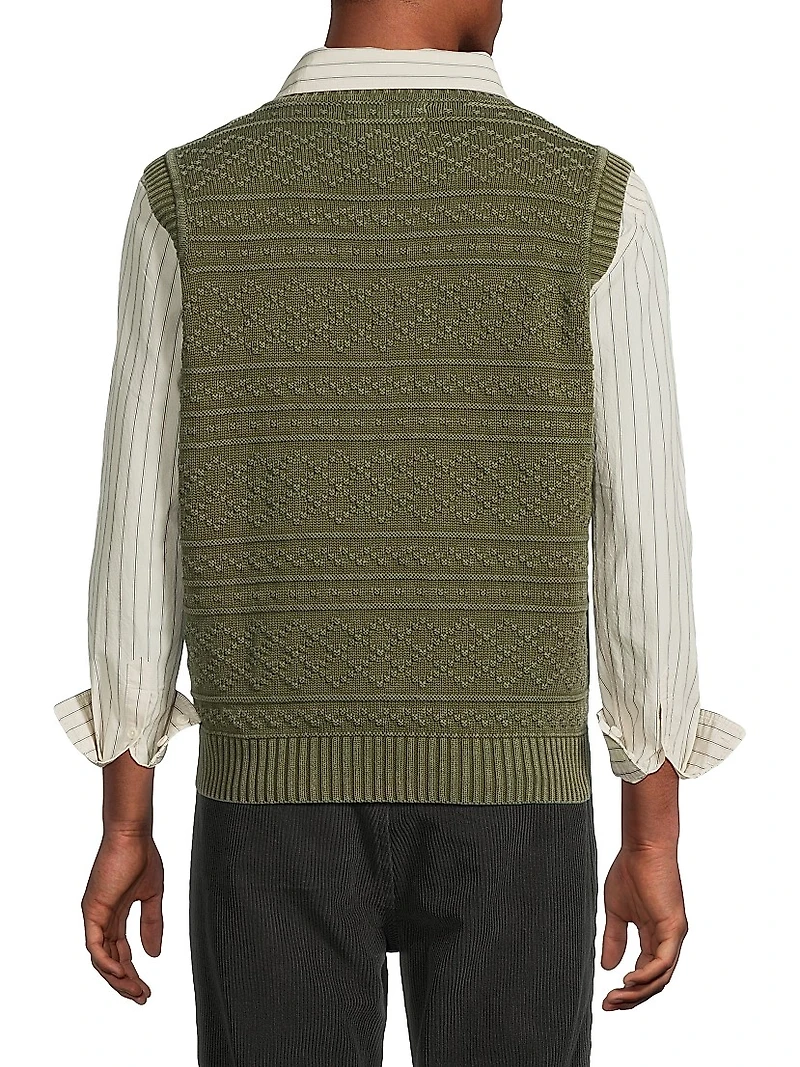 Cotton Jacquard Sweater Vest