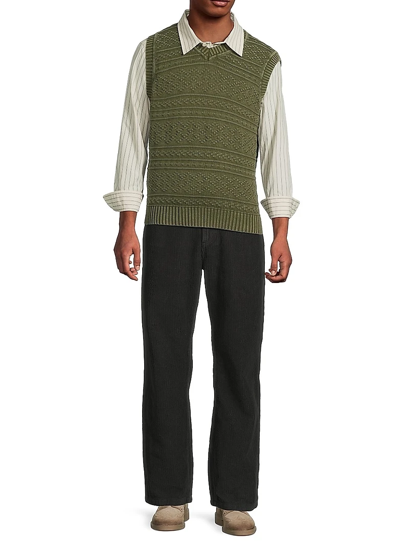 Cotton Jacquard Sweater Vest