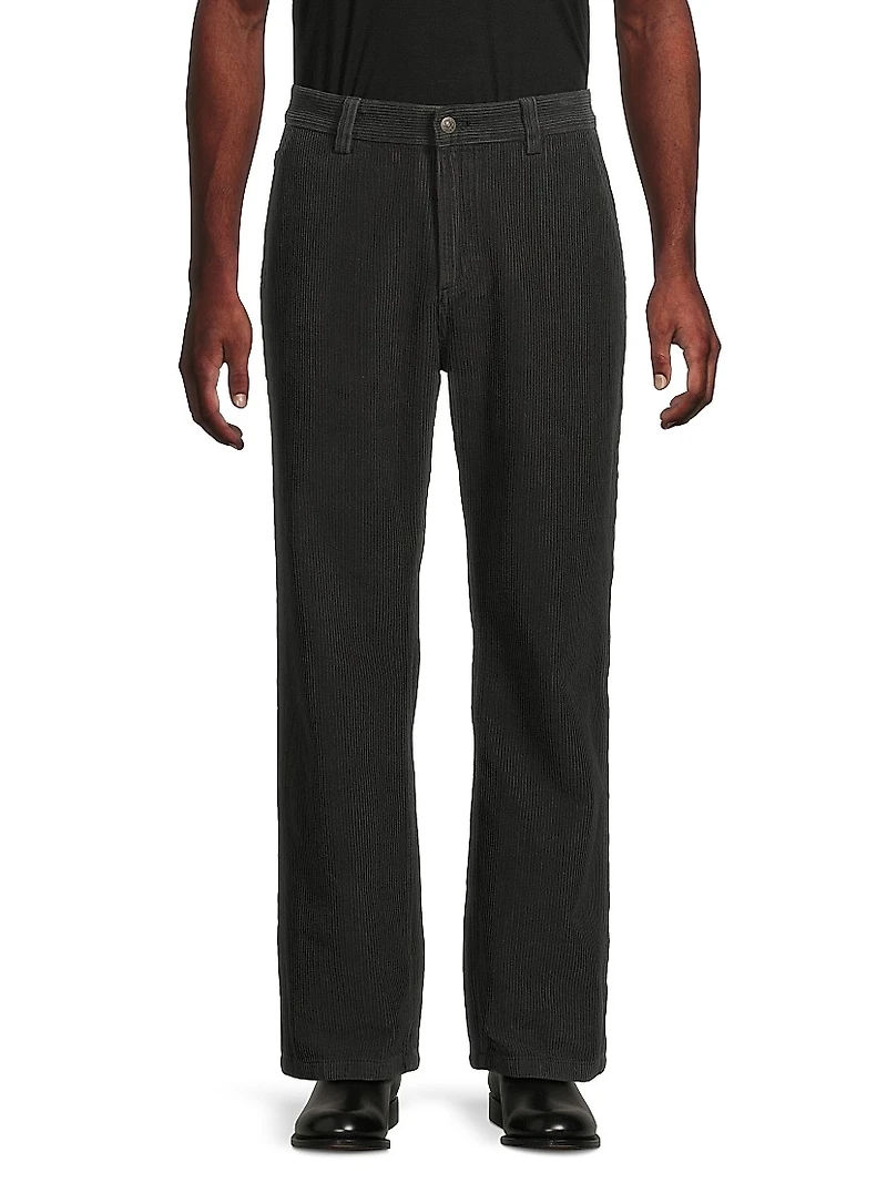 Cotton Corduroy Mid-Rise Straight-Leg Trousers
