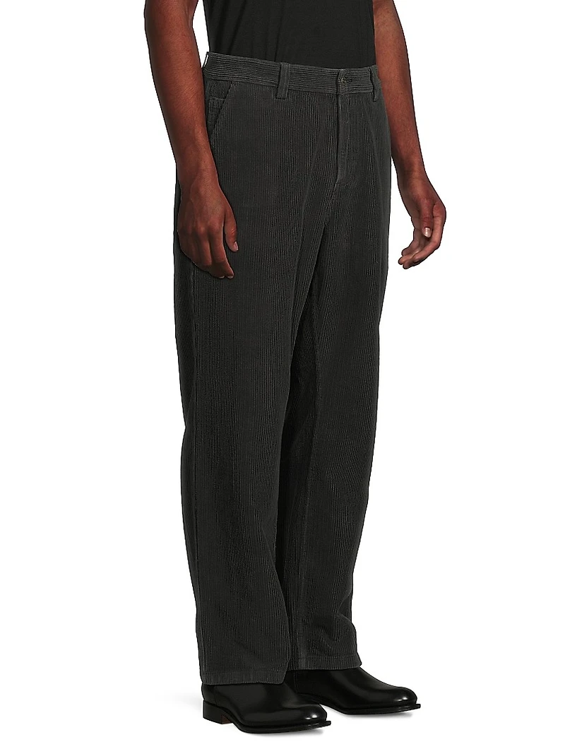 Cotton Corduroy Mid-Rise Straight-Leg Trousers