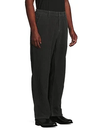 Cotton Corduroy Mid-Rise Straight-Leg Trousers