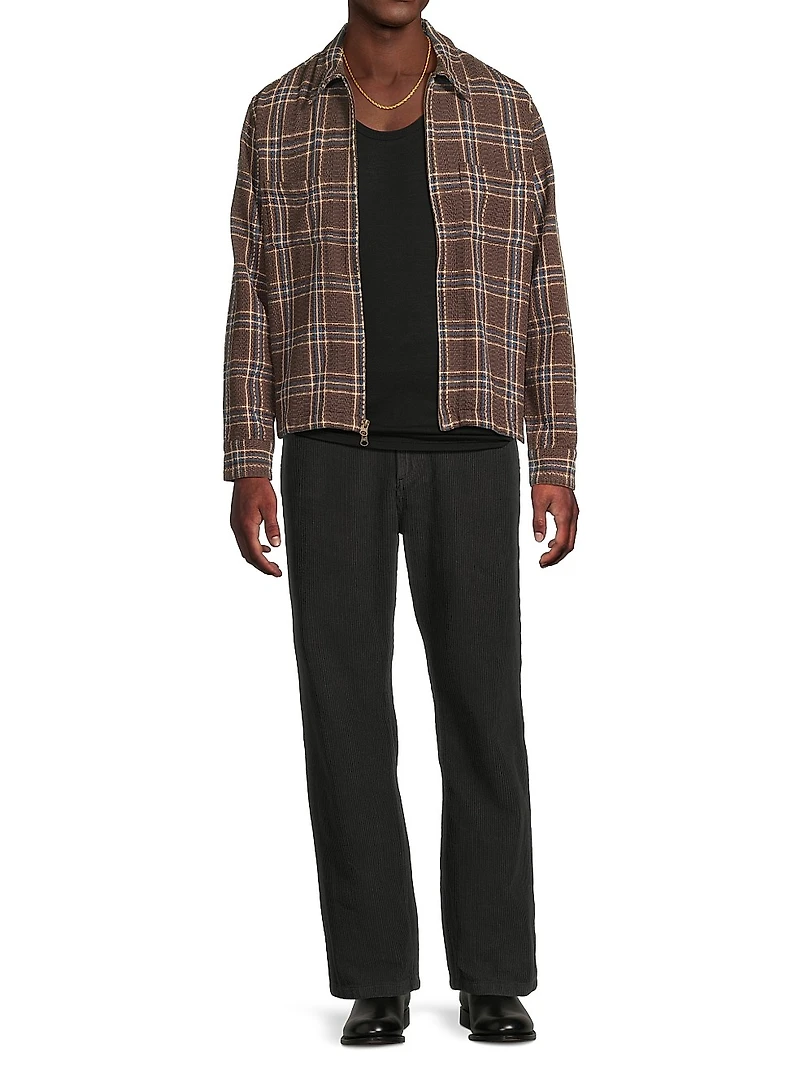 Cotton Corduroy Mid-Rise Straight-Leg Trousers