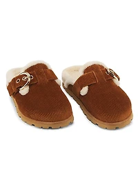 Chrystie Shearling-Lined Corduroy Mules