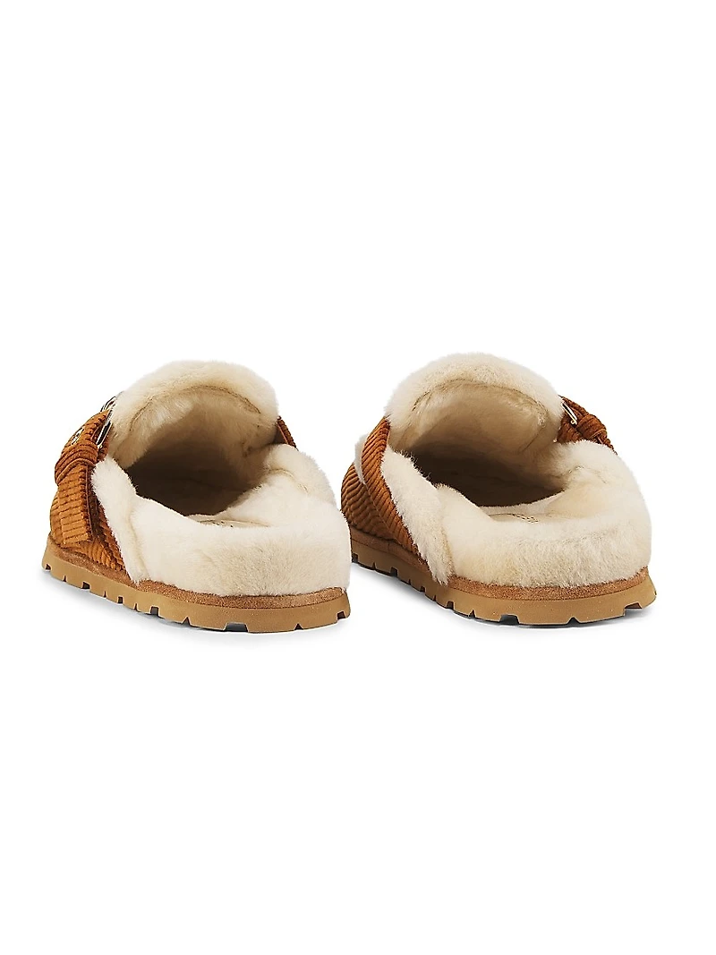 Chrystie Shearling-Lined Corduroy Mules
