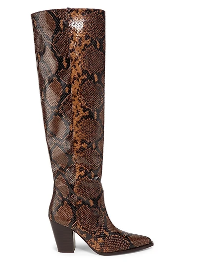 Jolene Snake-Embossed Leather Boots