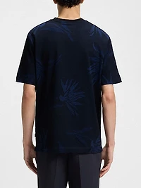 Mercerized-Cotton T-Shirt with Floral Jacquard