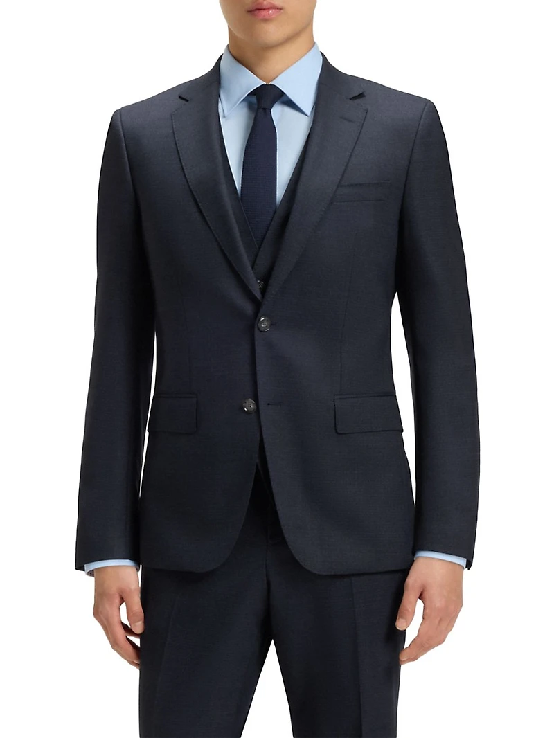Slim-Fit Suit Micro-Patterned Stretch Wool
