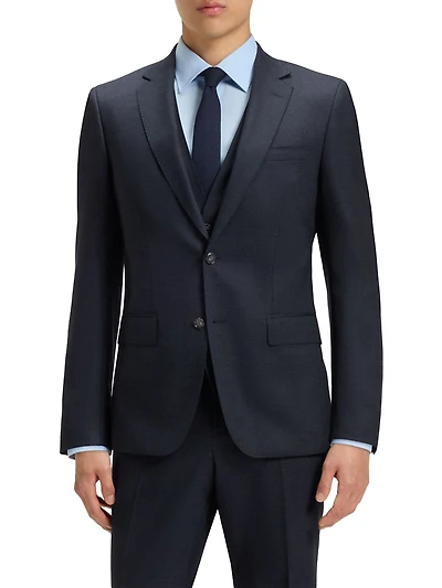 Slim-Fit Suit Micro-Patterned Stretch Wool