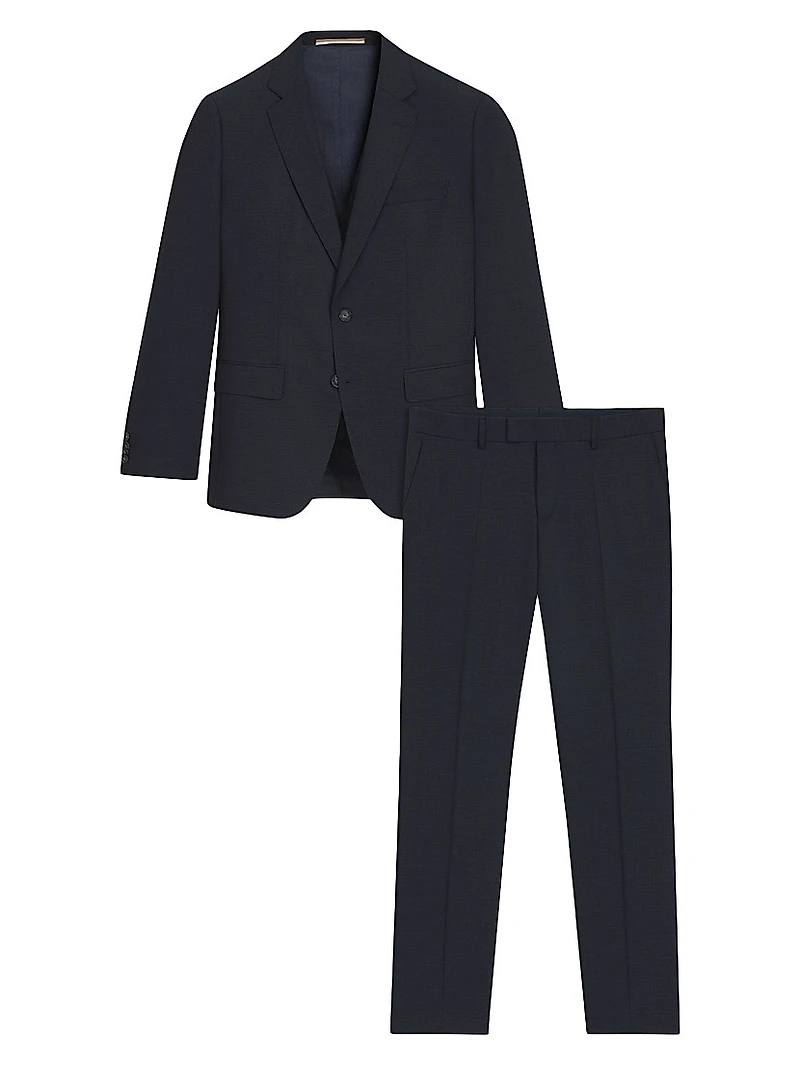 Slim-Fit Suit Micro-Patterned Stretch Wool