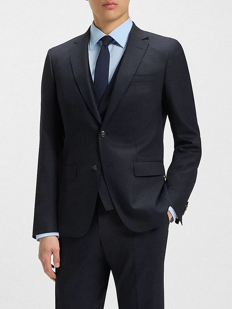 Slim-Fit Suit Micro-Patterned Stretch Wool