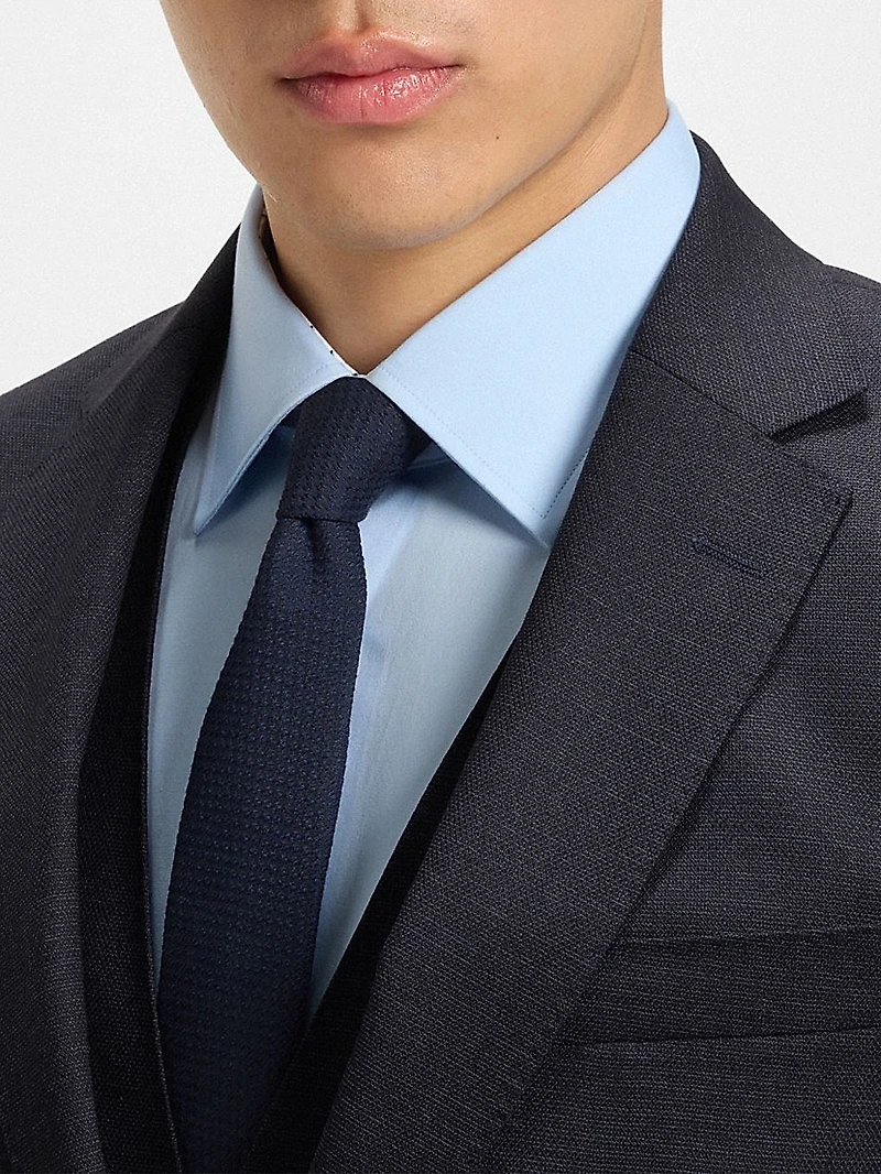 Slim-Fit Suit Micro-Patterned Stretch Wool
