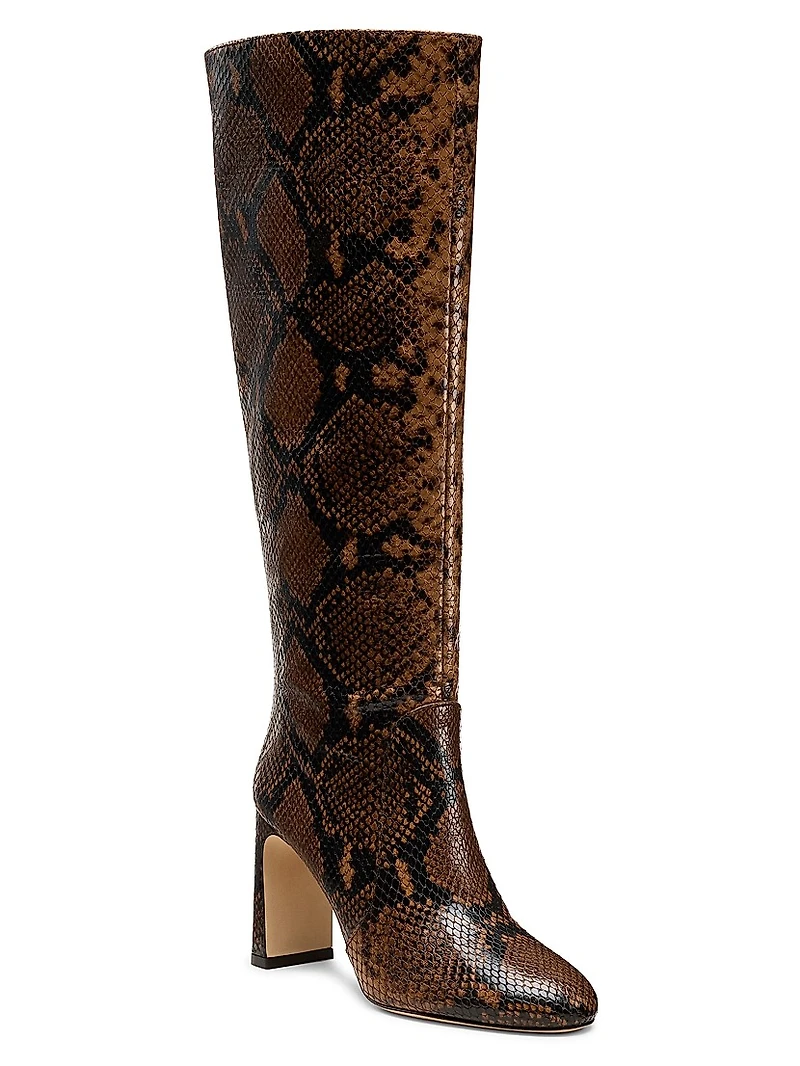 Babette 85MM Snake-Embossed Leather Tubo Boots